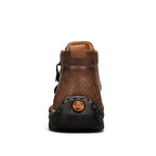 (⏰Last Day 70% OFF🔥)Men's Top-Quality Motorcycle Boots Hand-Stitched Genuine Leather Boots-Wide Toe, Waterproof， Anti-Slip， Anti-Sprain，Suitable for Work, Driving, Hiking