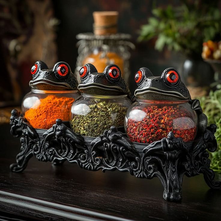 Witchy Frog Apothecary Spice Jars