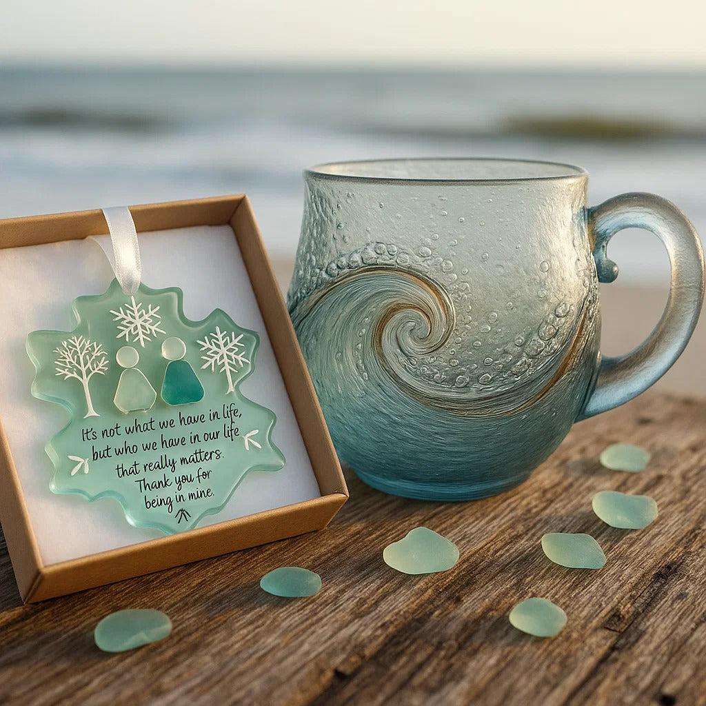 🎄Christmas Best Gifts🔥 Unique Handcrafted Sea Glass Ocean Wave Mug🎁Free Gifts