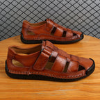 (⏰LAST DAY! 55% OFF 🔥) Men's Orthopedic Leather Fisherman Sandals | Breathable Closed-Toe Adjustable Outdoor Summer Comfort & Pain Relief