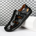 (⏰LAST DAY! 55% OFF 🔥) Men's Orthopedic Leather Fisherman Sandals | Breathable Closed-Toe Adjustable Outdoor Summer Comfort & Pain Relief