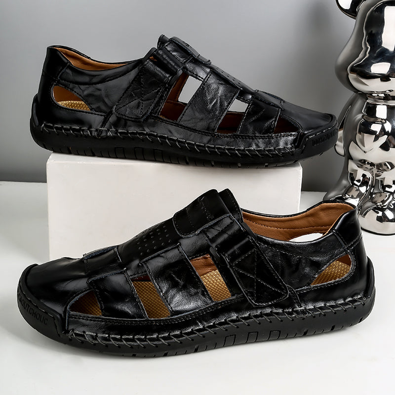 (⏰LAST DAY! 55% OFF 🔥) Men's Orthopedic Leather Fisherman Sandals | Breathable Closed-Toe Adjustable Outdoor Summer Comfort & Pain Relief