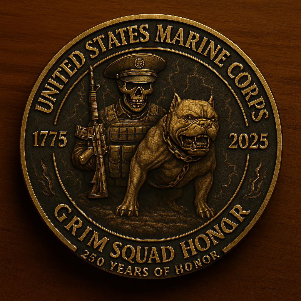 🔱Grim Squad Honor" USMC 250th Challenge Coin | 1775-2025 Tactical Edition