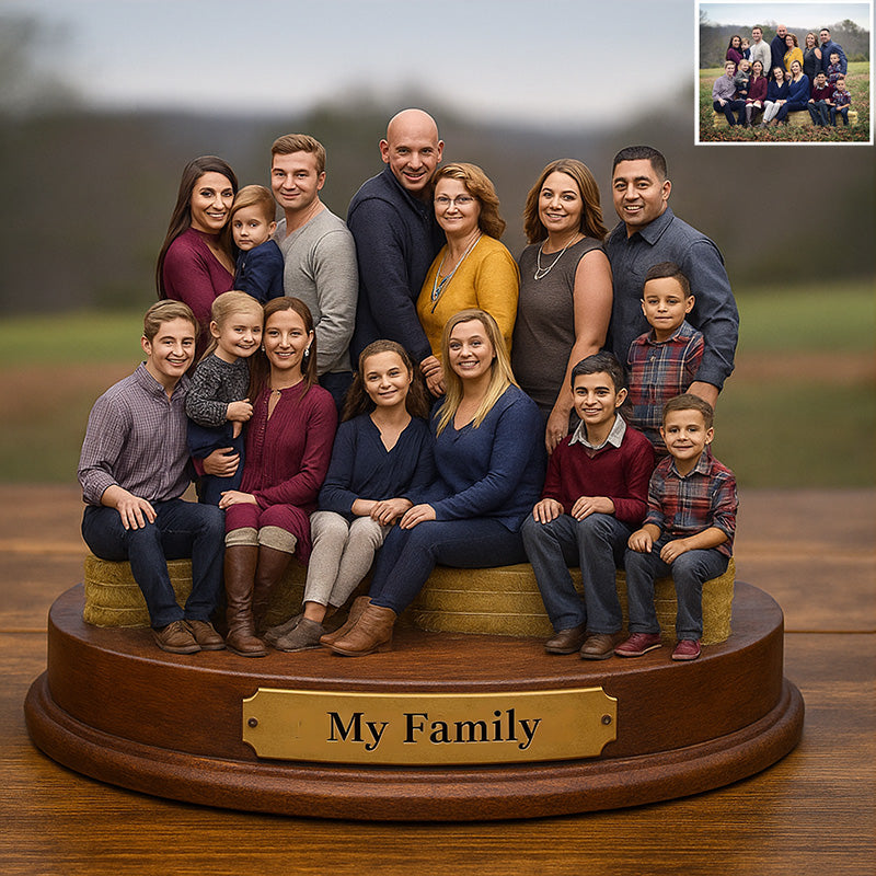 Custom photorealistic rendering of family-themed figurines