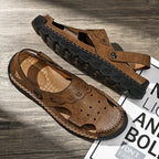 (⏰Last Day 70% OFF🔥)Men's 40+ Orthopedic Closed-Toe Sandals – Full-Grain Leather, Adjustable, Handmade for Fishing, Gardening & Daily Wear