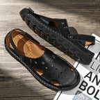 (⏰Last Day 70% OFF🔥)Men's 40+ Orthopedic Closed-Toe Sandals – Full-Grain Leather, Adjustable, Handmade for Fishing, Gardening & Daily Wear