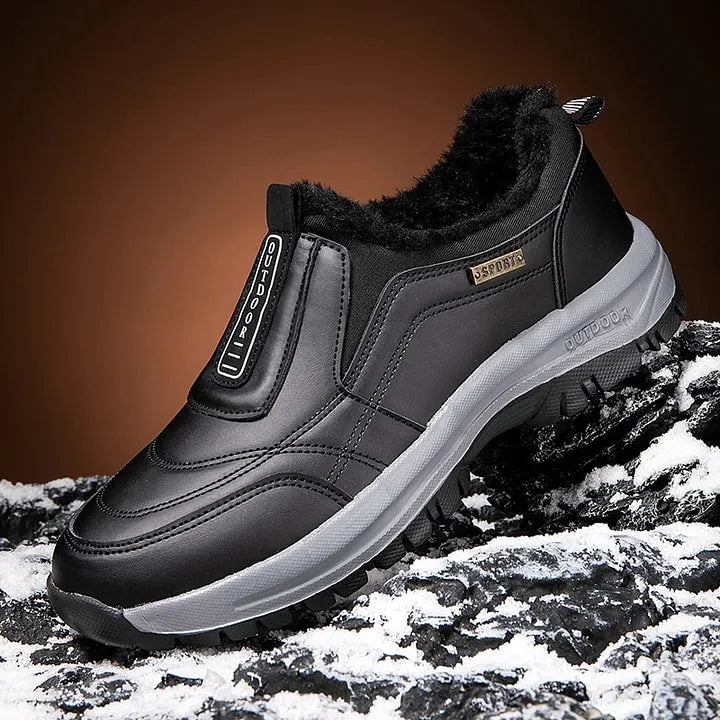 Men's Orthopedic Slip-On Winter Walking Shoes - Fleece-Lined, Waterproof & Anti-Slip Rubber Sole