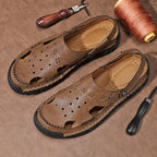 (⏰Last Day 70% OFF🔥)Men's 40+ Orthopedic Closed-Toe Sandals – Full-Grain Leather, Adjustable, Handmade for Fishing, Gardening & Daily Wear