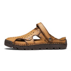 (⏰Limited Time Sale 70% OFF🔥)Men's Full-Grain Leather Sandals – Closed-Toe, Adjustable for Fishing & Gardening