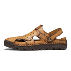 (⏰Limited Time Sale 70% OFF🔥)Men's Full-Grain Leather Sandals – Closed-Toe, Adjustable for Fishing & Gardening