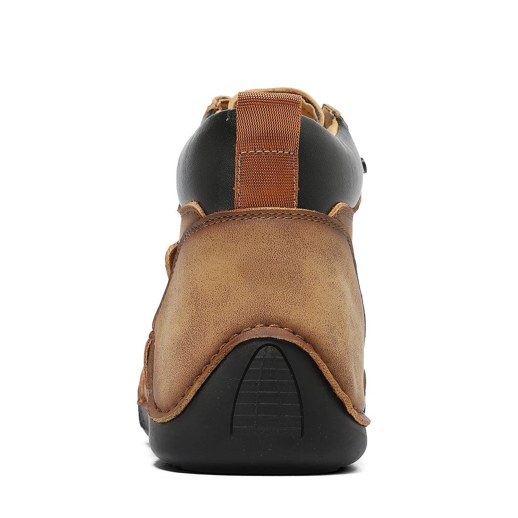 (⏰Last Day 70% OFF🔥) Men’s Mid-Top Leather Boots – Slip-On, Lightweight & Shock-Absorbing for Warehouse Work, Driving & Everyday Comfort, Durable for 3 years