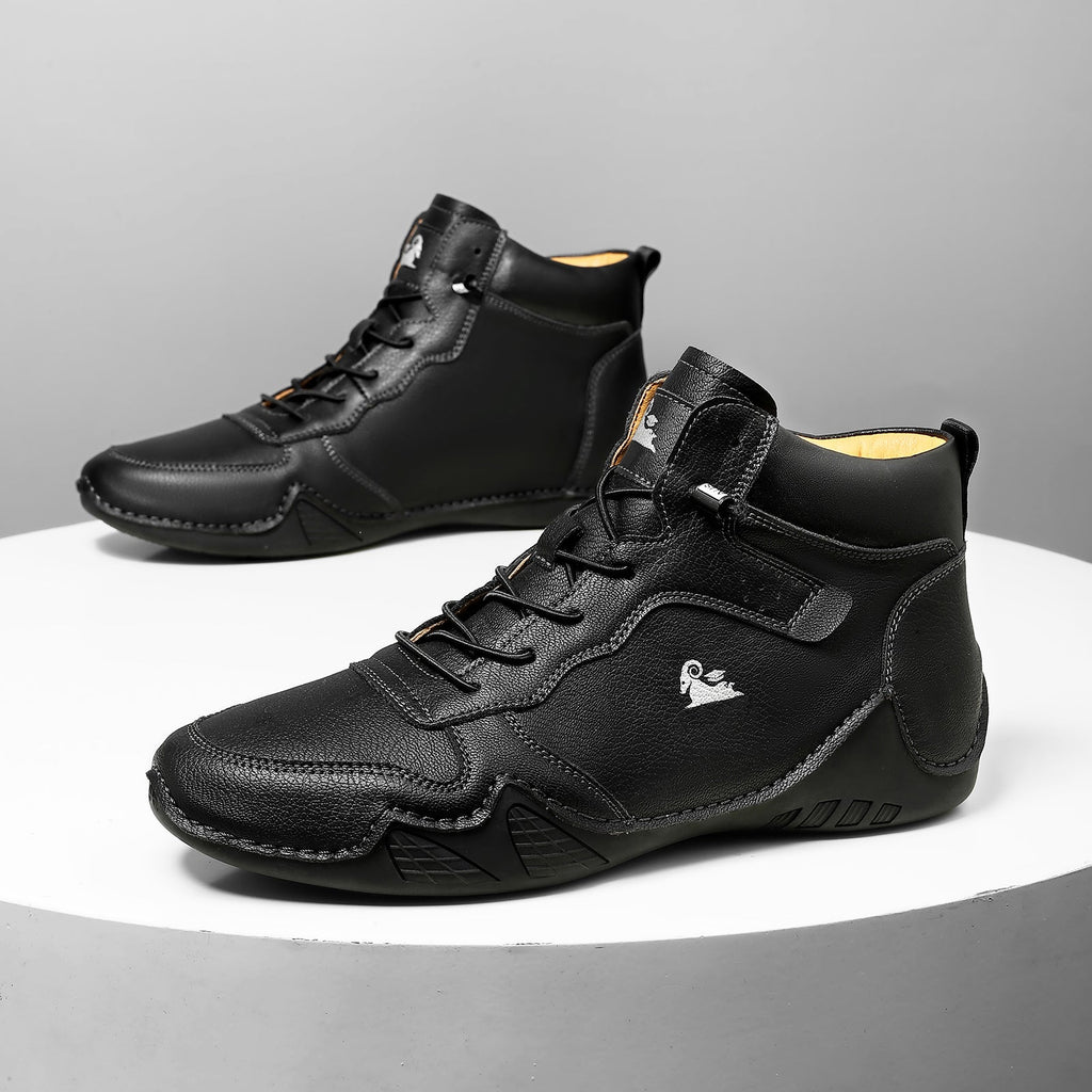 (⏰Last Day 70% OFF🔥) Men’s Mid-Top Leather Boots – Slip-On, Lightweight & Shock-Absorbing for Warehouse Work, Driving & Everyday Comfort, Durable for 3 years