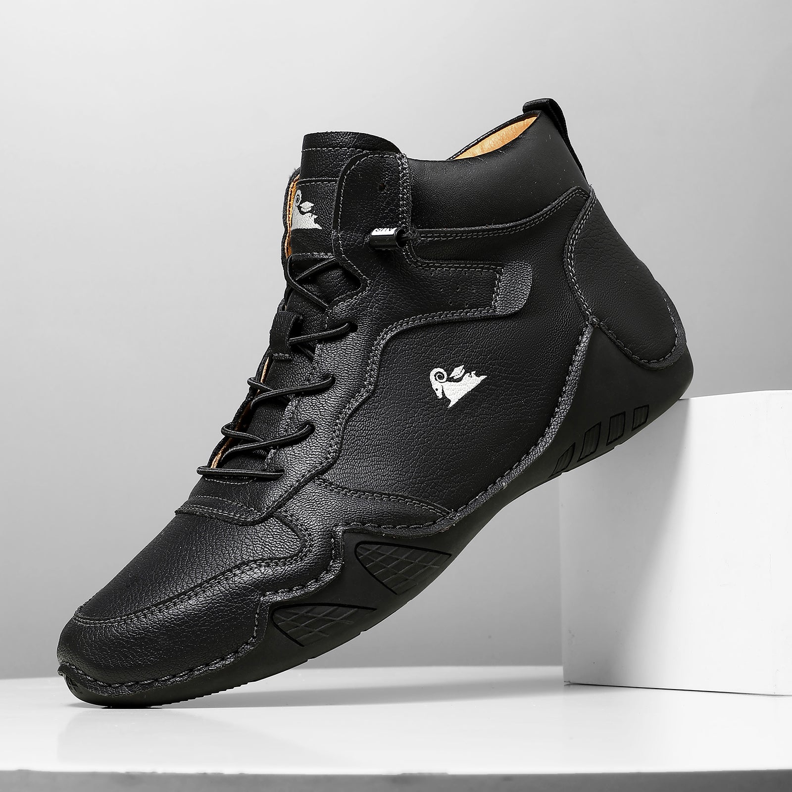 (⏰Last Day 70% OFF🔥) Men’s Mid-Top Leather Boots – Slip-On, Lightweight & Shock-Absorbing for Warehouse Work, Driving & Everyday Comfort, Durable for 3 years