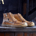 (⏰NOW ON: 70% OFF Sale! 🔥)Men’s Leather Work & Motorcycle Chukka Boots – Durable, Lightweight, Non-Slip Sole with Ankle Support for Long Rides & Long Days