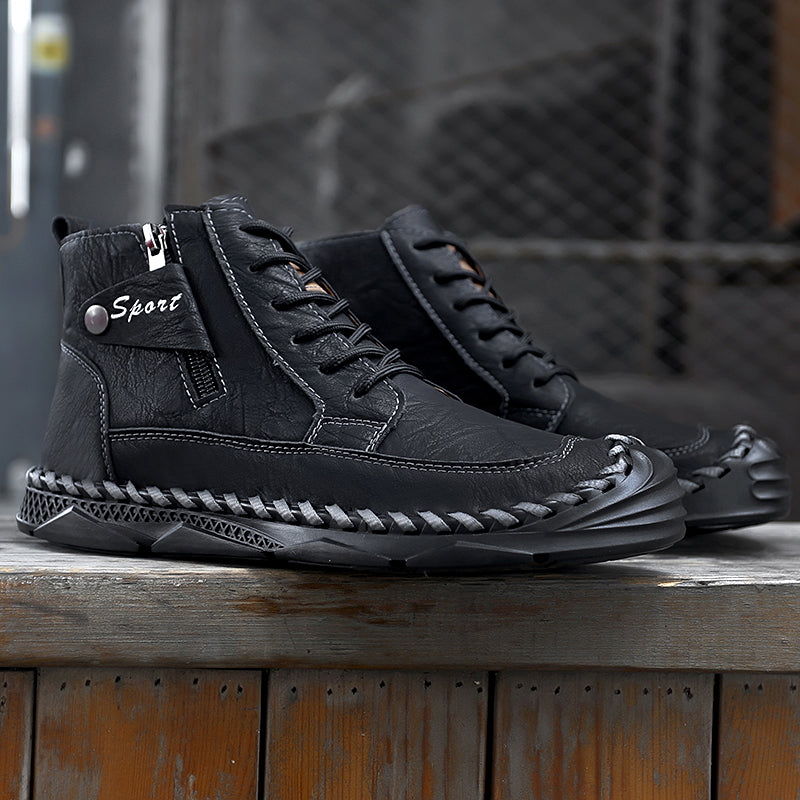 (⏰NOW ON: 70% OFF Sale! 🔥)Men’s Leather Work & Motorcycle Chukka Boots – Durable, Lightweight, Non-Slip Sole with Ankle Support for Long Rides & Long Days