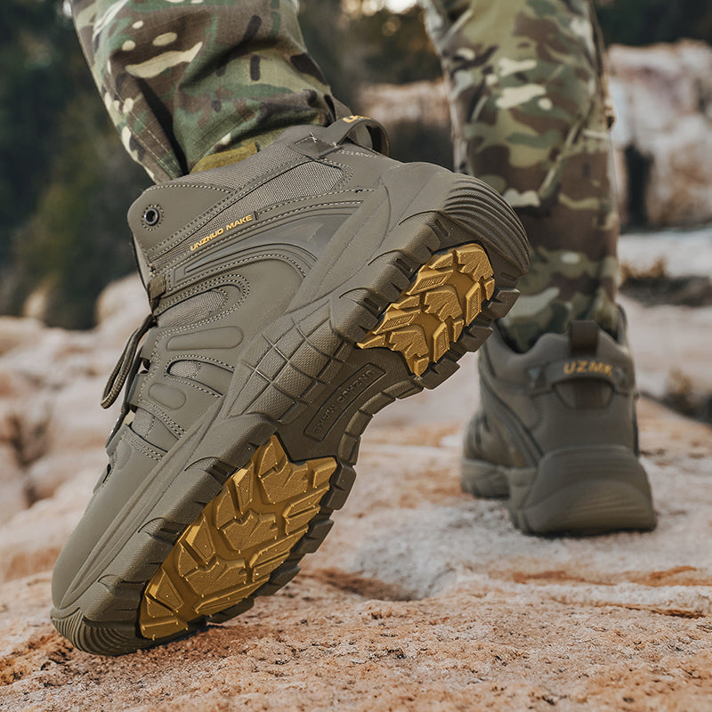 (🔥Last Day Promotion 70% OFF 🎁) Men’s Leather Hiking and Work Boots, Waterproof Lightweight Orthopedic Comfort, Slip Resistant Anti Puncture, Shock Absorbing Arch and Ankle Support, for Wet Trails Construction and Long Walks