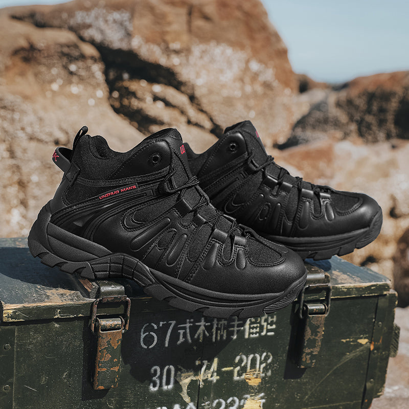 (🔥Last Day Promotion 70% OFF 🎁) Men’s Leather Hiking and Work Boots, Waterproof Lightweight Orthopedic Comfort, Slip Resistant Anti Puncture, Shock Absorbing Arch and Ankle Support, for Wet Trails Construction and Long Walks