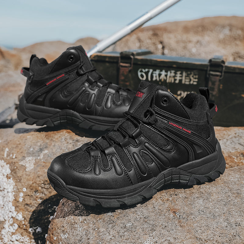 (🔥Last Day Promotion 70% OFF 🎁) Men’s Leather Hiking and Work Boots, Waterproof Lightweight Orthopedic Comfort, Slip Resistant Anti Puncture, Shock Absorbing Arch and Ankle Support, for Wet Trails Construction and Long Walks