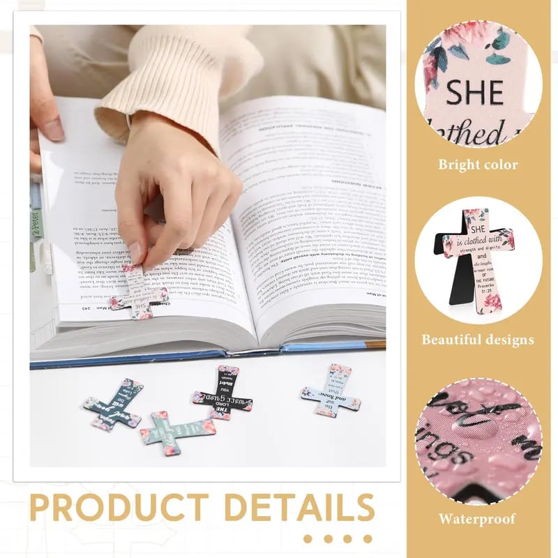 🔥LAST DAY BUY 2 GET 1 FREE📖12 Pcs Magnetic Cross Bookmarks Gifts for Bible Study, Readers, Teachers, Students🌸✝️