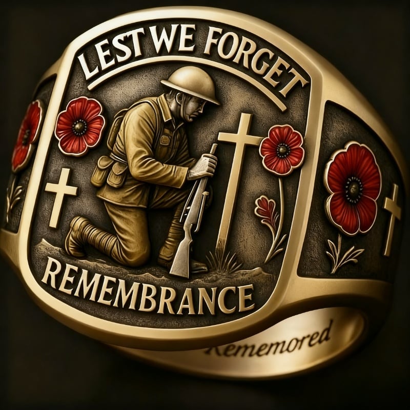 🌹 2026 Remembrance Soldier Ring 💍 Lest We Forget — Honoring the Fallen
