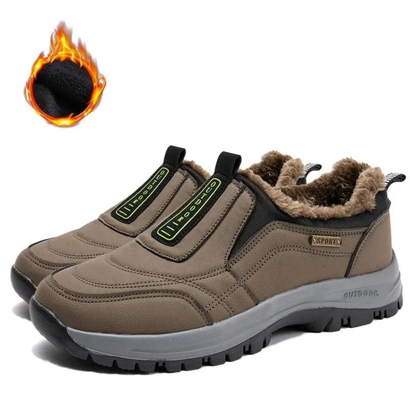 Men's Orthopedic Slip-On Winter Walking Shoes - Fleece-Lined, Waterproof & Anti-Slip Rubber Sole