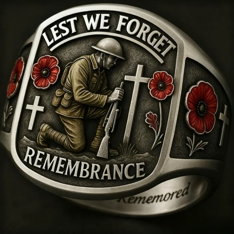 🌹 2026 Remembrance Soldier Ring 💍 Lest We Forget — Honoring the Fallen