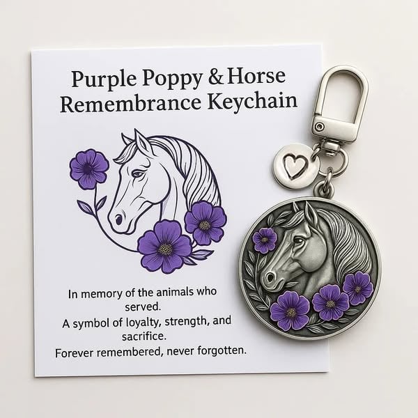 ⚡️Limited Edition🌺🐎Purple Poppy & Horse Remembrance Keychain