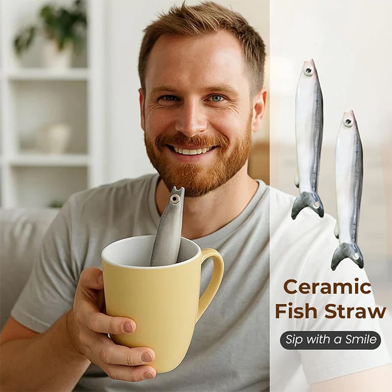 🎁LAST DAY 49% OFF-🤣Ceramic Fish Straw🐟| Your drink has never been this fun!🥤