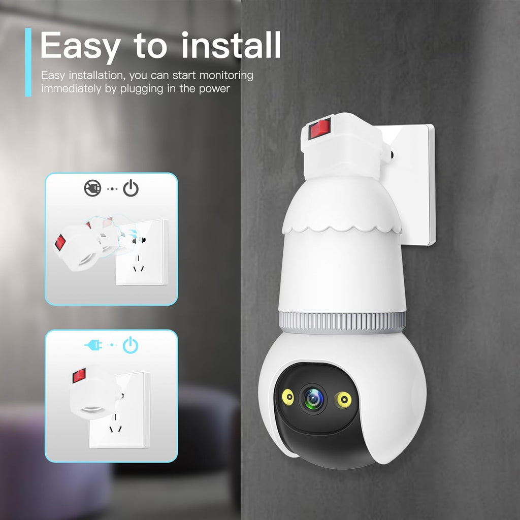 4MP Light Bulb Security Camera 5G&2.4GHz Wireless Outdoor Indoor Camera with Night Vision(Buy 2 Free Shipping)