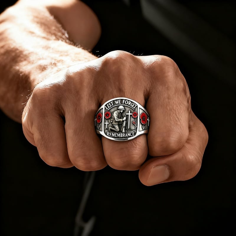 🌹 2026 Remembrance Soldier Ring 💍 Lest We Forget — Honoring the Fallen