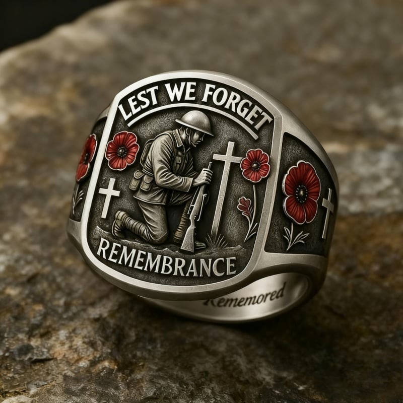🌹 2026 Remembrance Soldier Ring 💍 Lest We Forget — Honoring the Fallen