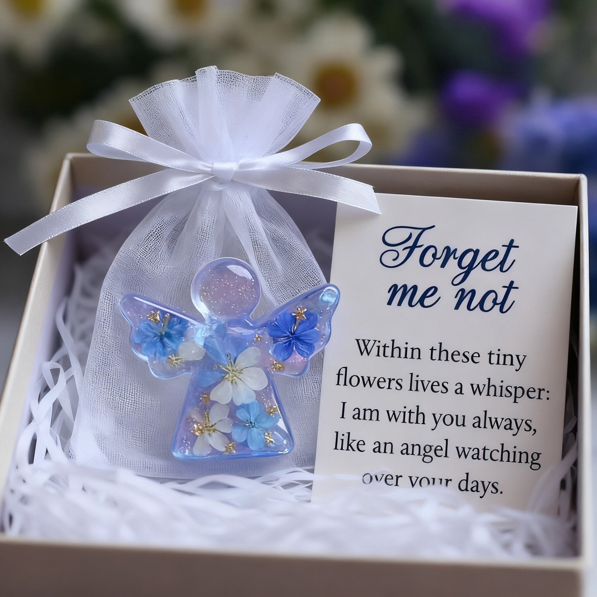 🔥LAST DAY 50% OFF - 🔥Forget Me Not Dried Flower Angel Keepsake - Timeless Gift for Remembrance, Comfort & Hope