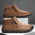 (⏰Last Day 70% OFF🔥)Men's Top-Quality Motorcycle Boots Hand-Stitched Genuine Leather Boots-Wide Toe, Waterproof， Anti-Slip， Anti-Sprain，Suitable for Work, Driving, Hiking