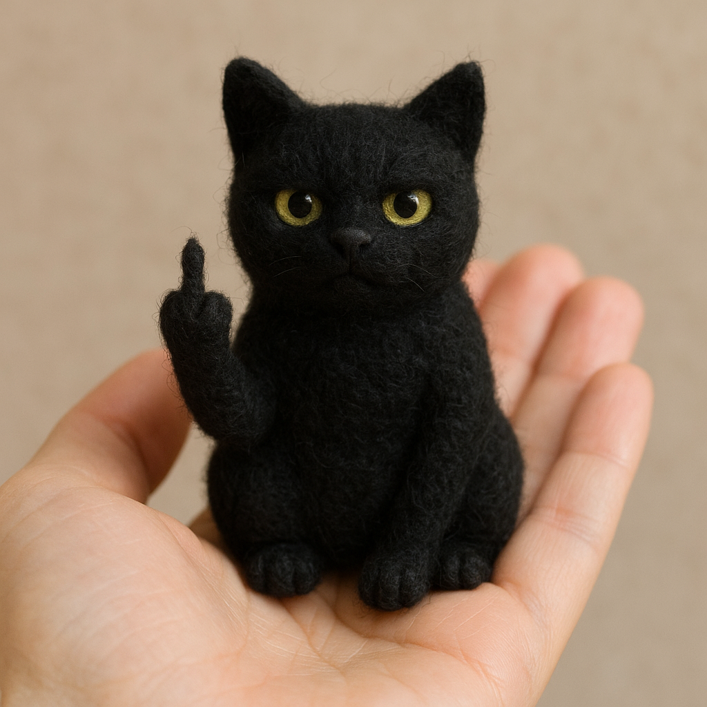 Funny Black Cat Needle Felt