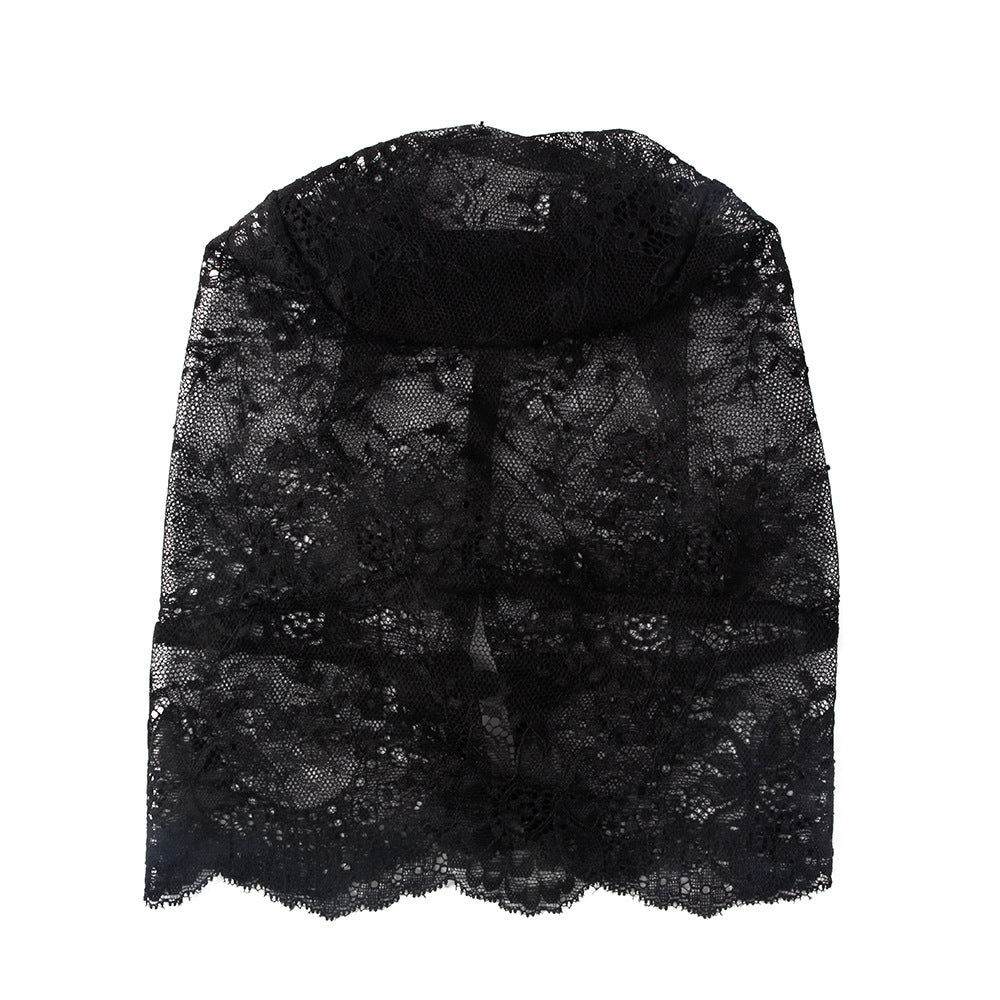 🖤 Delicate Floral Lace Full-Face Hood – Elegant Sensual Accessory 🖤