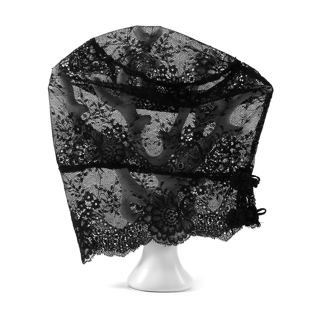 🖤 Delicate Floral Lace Full-Face Hood – Elegant Sensual Accessory 🖤