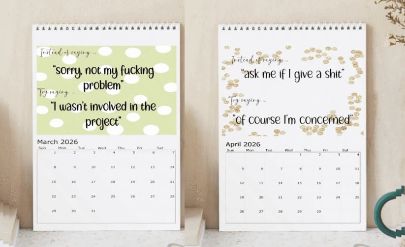 Shit i want to say at Work but can't 2026 Calendar