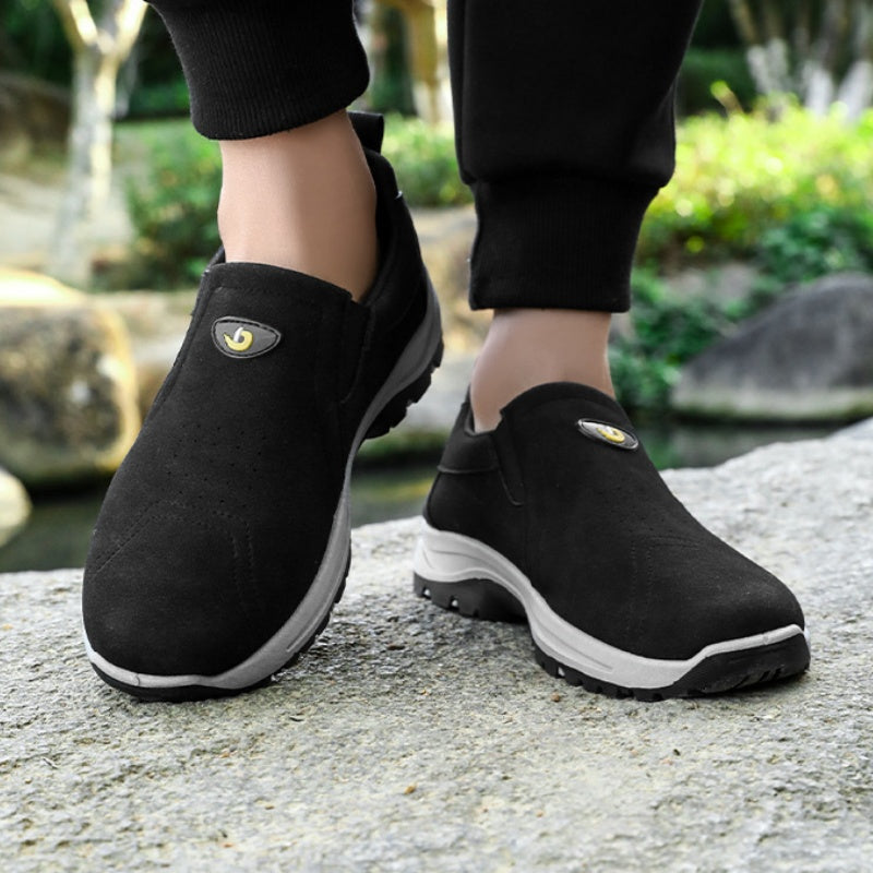 Men's Comfortable Breathable Lightweight Double Layer Waterproof Wide Toe Walking Shoes Orthopedic Shoes