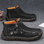 (⏰Last Day 70% OFF🔥)Men's Top-Quality Motorcycle Boots Hand-Stitched Genuine Leather Boots-Wide Toe, Waterproof， Anti-Slip， Anti-Sprain，Suitable for Work, Driving, Hiking