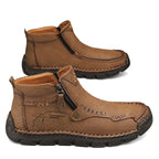 (⏰Last Day 70% OFF🔥)Men's Top-Quality Motorcycle Boots Hand-Stitched Genuine Leather Boots-Wide Toe, Waterproof， Anti-Slip， Anti-Sprain，Suitable for Work, Driving, Hiking