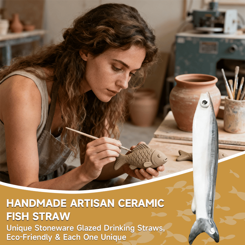 🎁LAST DAY 49% OFF-🤣Ceramic Fish Straw🐟| Your drink has never been this fun!🥤