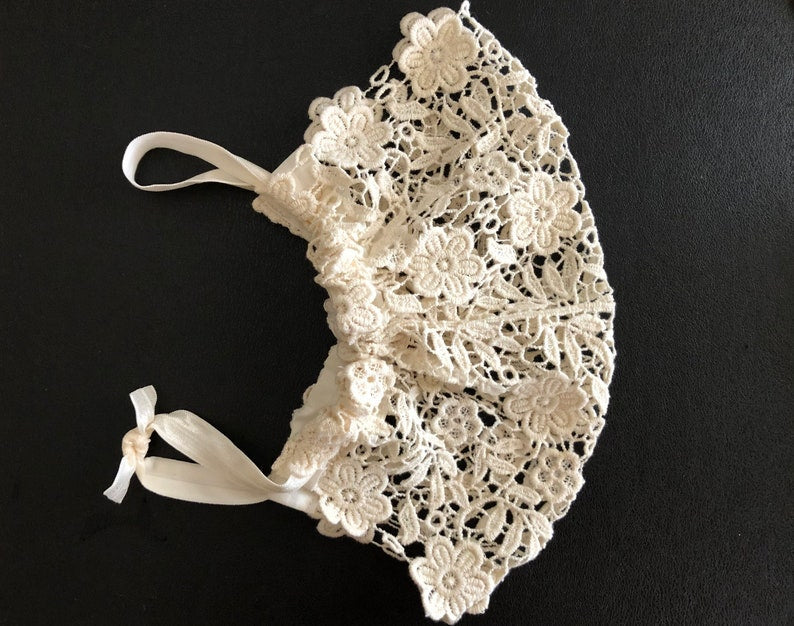 Reusable Natural Color Cotton Lace See Through Face Cover 54