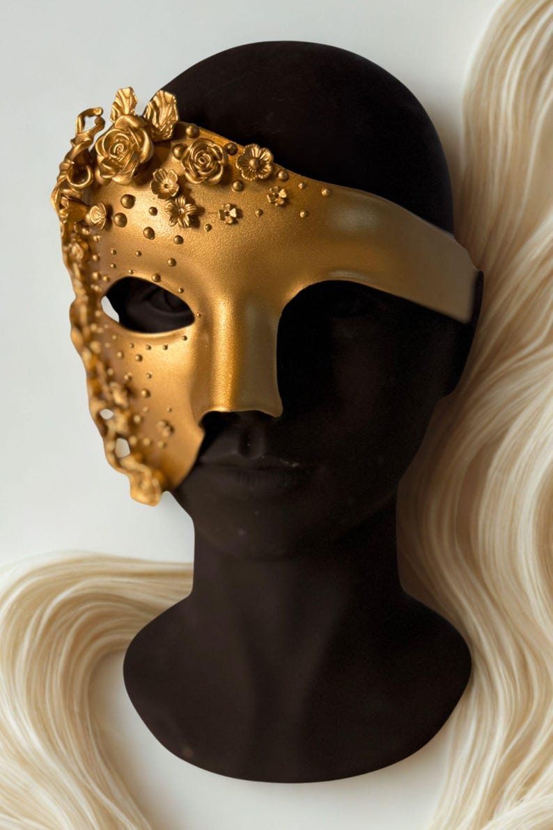 Silver Masquerade Mask: Couture Floral Pearl Fantasy Costume 142
