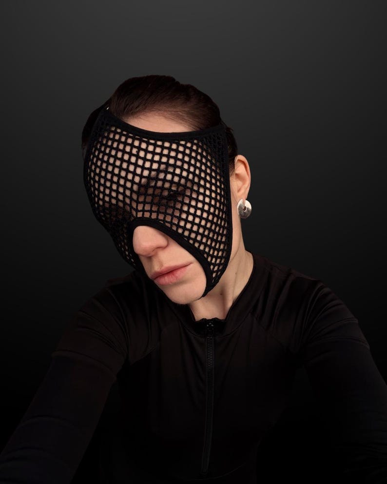 Handmade Black Mesh Rave Mask 69