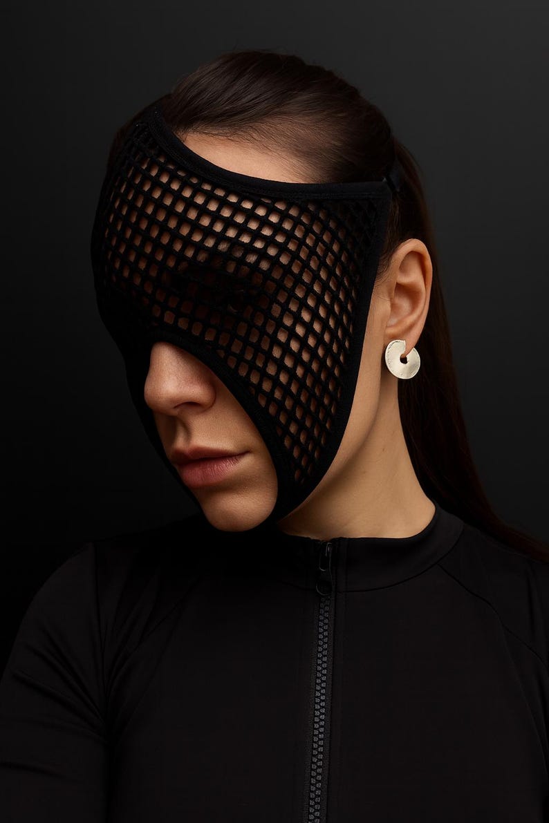 Handmade Black Mesh Rave Mask 69