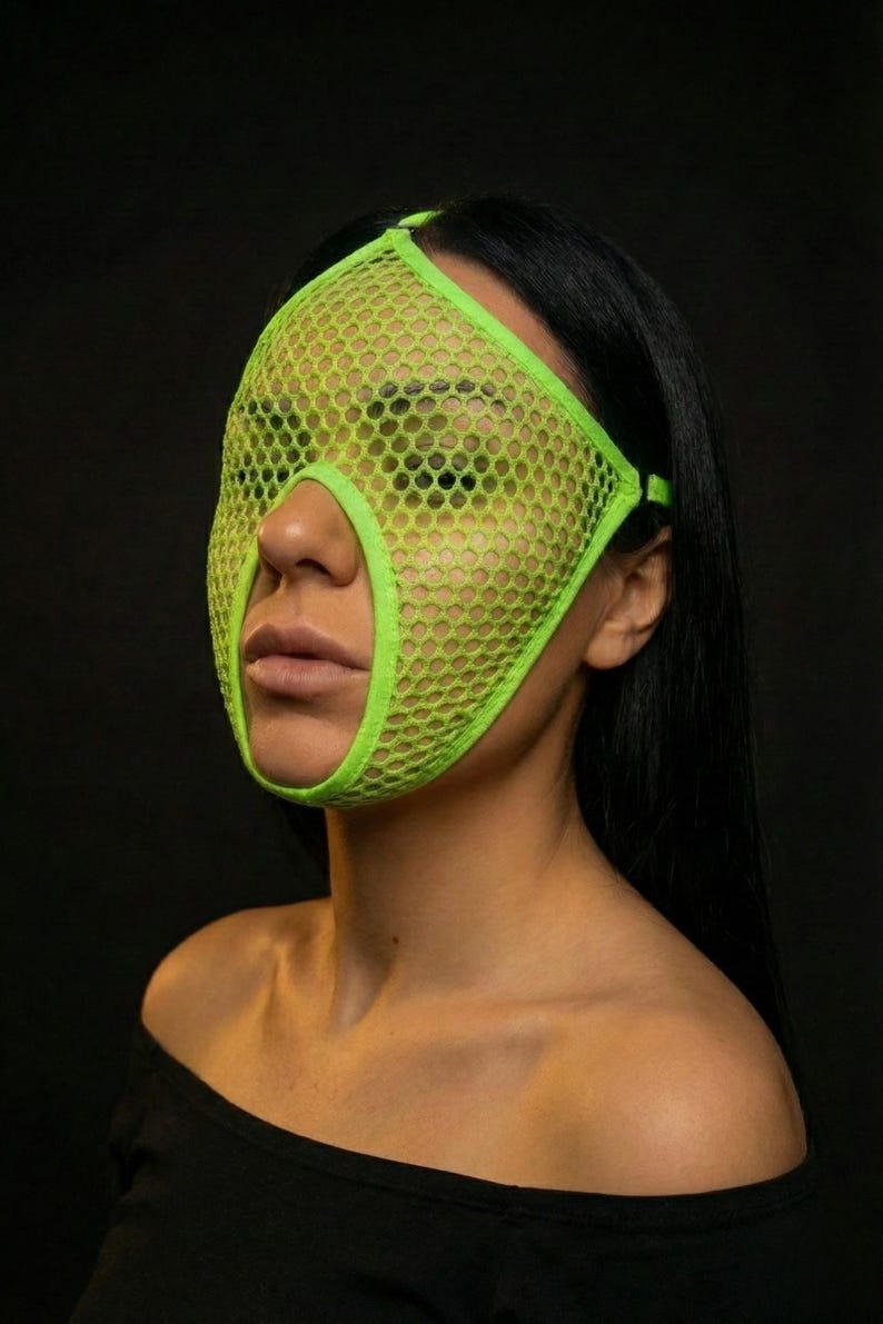 Handmade Black Mesh Rave Mask 69